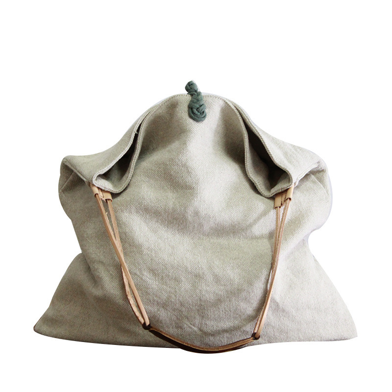 Casual One-shoulder Literary Hand Cloth Bag Handmade Disc Buckle Large Capacity - Image 7